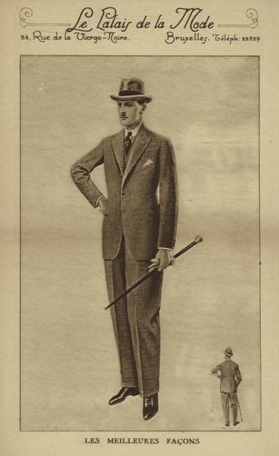 Moda masculina hacia 1930 (litografía) de European School