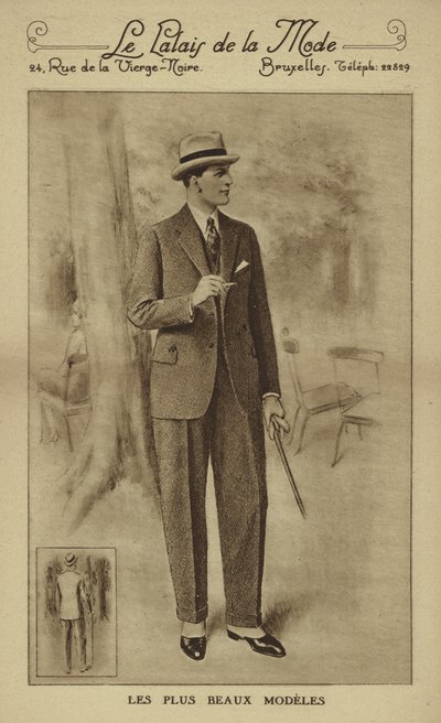 Moda masculina hacia 1930 (litografía) de European School