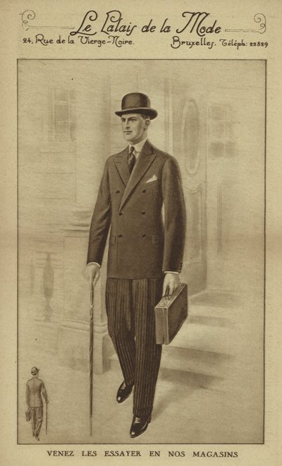 Moda masculina hacia 1930 (litografía) de European School