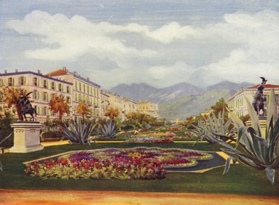 Menton, Le Jardin Public (litografía en color) de European School
