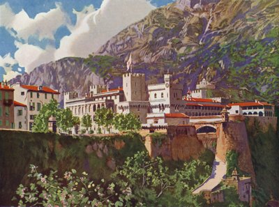 Mónaco, Palacio del Príncipe (litografía en color) de European School