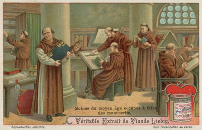 Monjes copiando libros para la venta en la Edad Media de European School