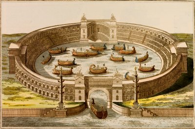 Naumaquia, edificio utilizado para escenificar batallas navales para entretenimiento público en la Antigua Roma de European School