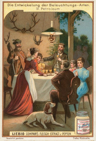 Lámpara de aceite, tarjeta Liebig, principios del siglo XX (cromo) de European School