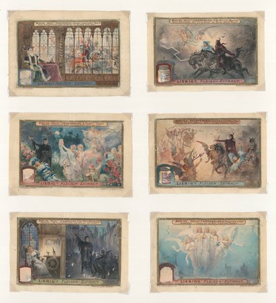 Obra original para un conjunto de tarjetas Liebig: Berlioz, Fausto de European School