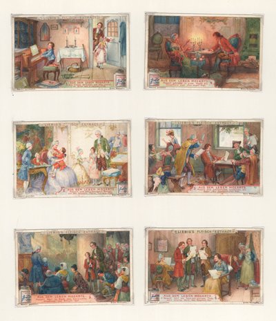 Obra original para un conjunto de tarjetas Liebig: Vida de Mozart de European School