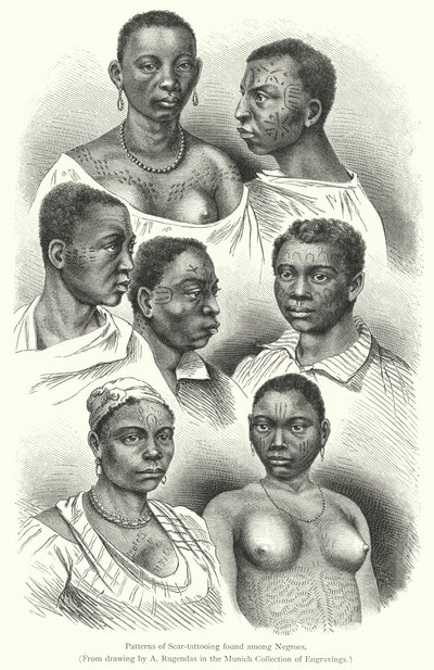 Patrones de tatuajes de cicatrices encontrados entre los negros de European School