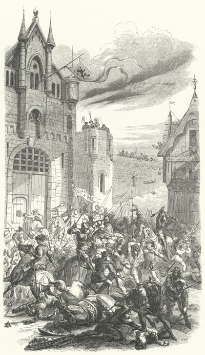 Felipe el Bueno, duque de Borgoña, luchando contra un levantamiento en Brujas de European School