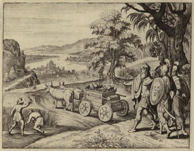 Filisteos devolviendo el Arca de la Alianza a los israelitas (grabado) de European School