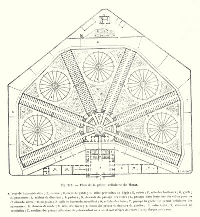 Plano de la prisión celular de Mazas (grabado) de European School