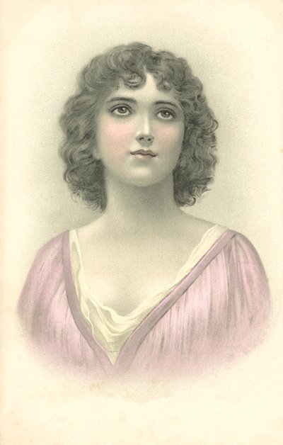 Retrato de niña (litografía en color) de European School