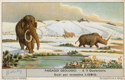 Mundo prehistórico, tarjeta Liebig, principios del siglo XX (cromo) de European School
