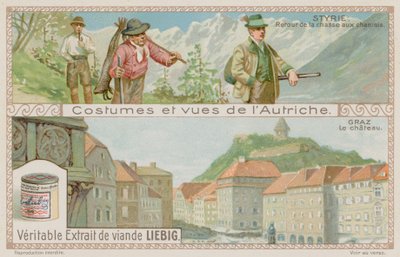 Cazadores regresando en Estiria y una vista de Graz de European School