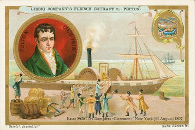 Robert Fulton, tarjeta Liebig, principios del siglo XX (cromo) de European School