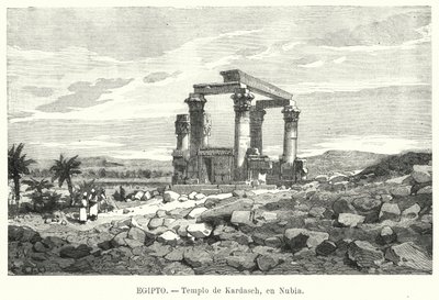 Quiosco romano de Qertassi, Nubia (litografía) de European School