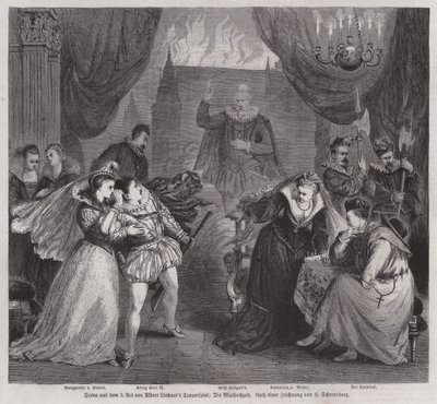 Escena del Acto III de la tragedia Die Bluthochzeit (La boda de sangre) del dramaturgo alemán Albert Lindner de European School