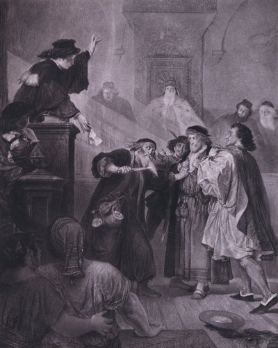 Escena de El mercader de Venecia de Shakespeare (Acto IV, Escena 1) de European School