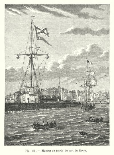 Señales de marea del puerto de Le Havre (grabado) de European School