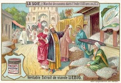 Mercado de capullos de seda en India, 500 a.C. de European School