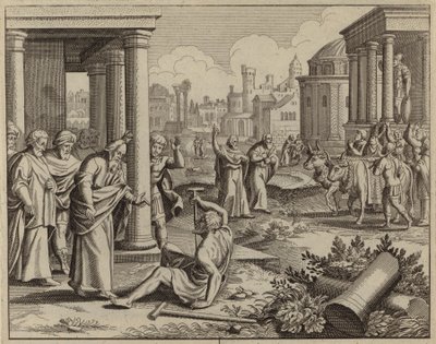 San Pablo curando a un cojo que nunca había caminado (grabado) de European School
