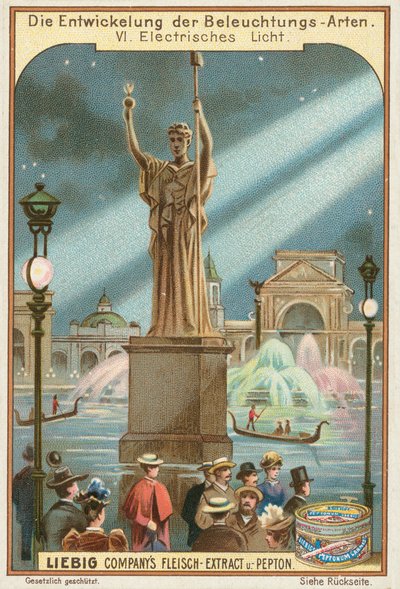Farolas, tarjeta Liebig, principios del siglo XX (cromo) de European School