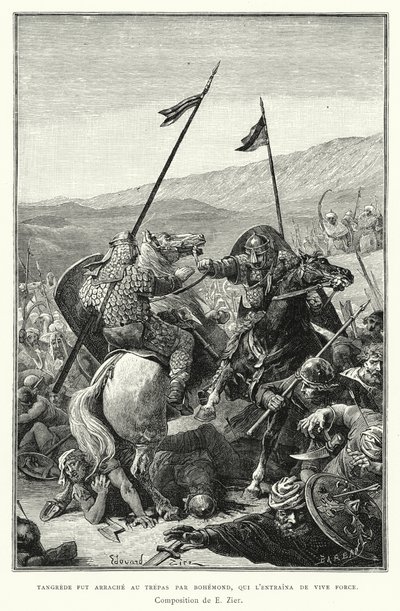 Tangrede fue salvado de la muerte por Bohemond, quien lo arrastró con fuerza de European School