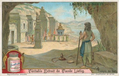 Templo de Bali, tarjeta Liebig, principios del siglo XX (cromo) de European School