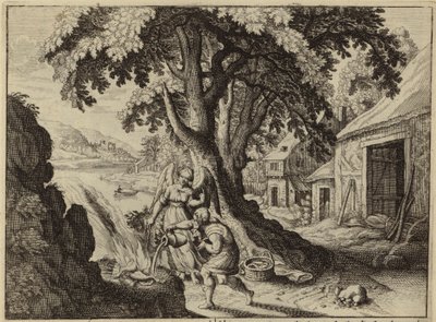 El Ángel del Señor apareciendo a Gedeón (grabado) de European School