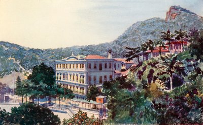 Hotel Internacional, Santa Thereza, Río de Janeiro (litografía en color) de European School