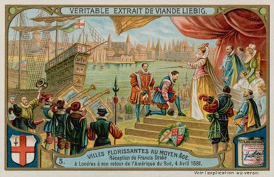 La recepción de Francis Drake en Londres desde Sudamérica en 1581 de European School