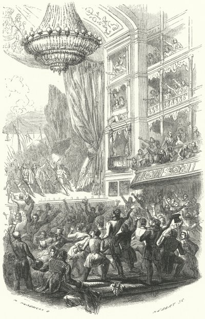 El comienzo de la Revolución Belga: representación de la ópera La Muette de Portici de Daniel Auber en el Teatro de la Moneda en Bruselas, 25 de agosto de 1830 de European School