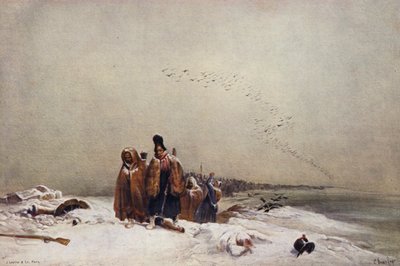 La retirada de Rusia (litografía en color) de European School