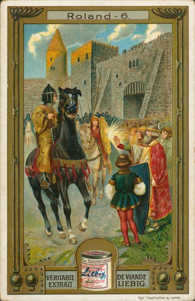 La historia de Roland, tarjeta Liebig, principios del siglo XX (cromo) de European School
