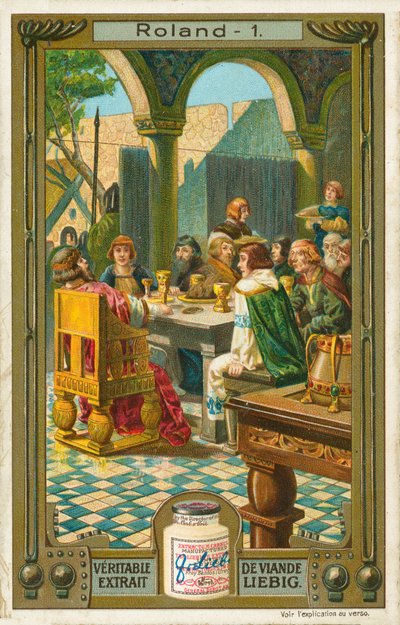 La historia de Roland, tarjeta Liebig, principios del siglo XX (cromo) de European School