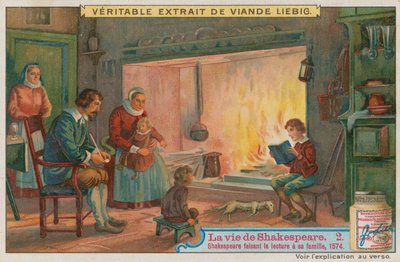 El joven Shakespeare leyendo a su familia, 1574 de European School
