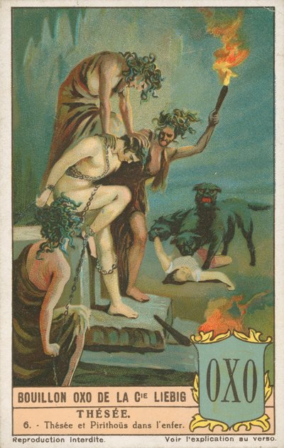 Teseo, tarjeta Liebig, principios del siglo XX (cromo) de European School