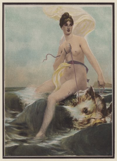 Tetis, ninfa del mar de la mitología griega (litografía en color) de European School