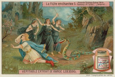 Tres Asistentes de la Reina de la Noche Matan una Serpiente para Salvar a Tamino de European School