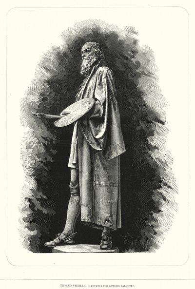 Estatua de Tiziano, artista del Renacimiento italiano, por Antonio dal Zotto de European School