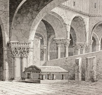 Tumba de Godofredo de Bouillón en la Iglesia del Santo Sepulcro, Jerusalén, c.1880 de European School
