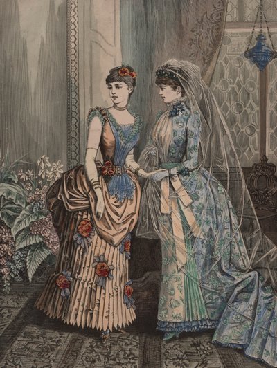 Dos mujeres con vestimenta victoriana de European School