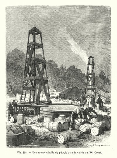 Una fuente de petróleo en el valle de Oil-Creek de European School