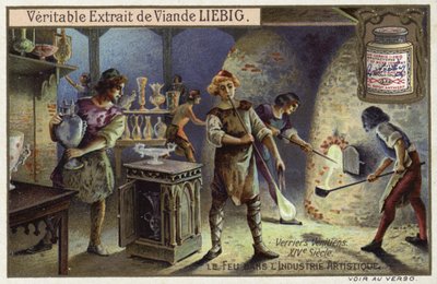 Sopladores de vidrio venecianos, siglo XIV de European School