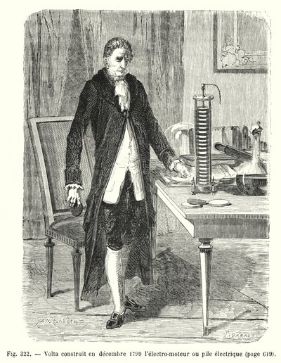 Volta construyó en diciembre de 1799 el electro-motor o pila eléctrica de European School