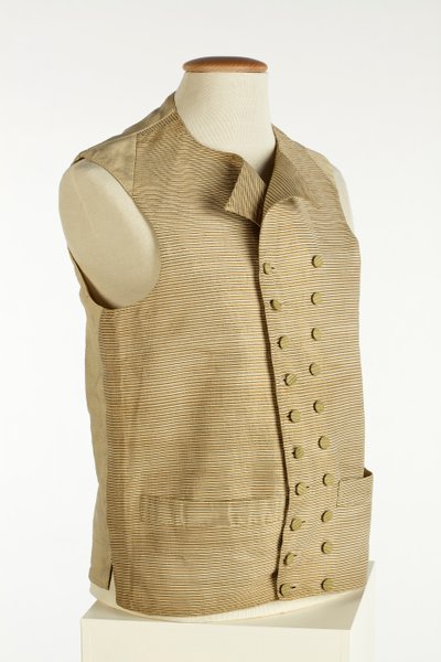Chaleco de seda tejida con finas rayas doradas, crema y naranjas, c.1780-90 de European School