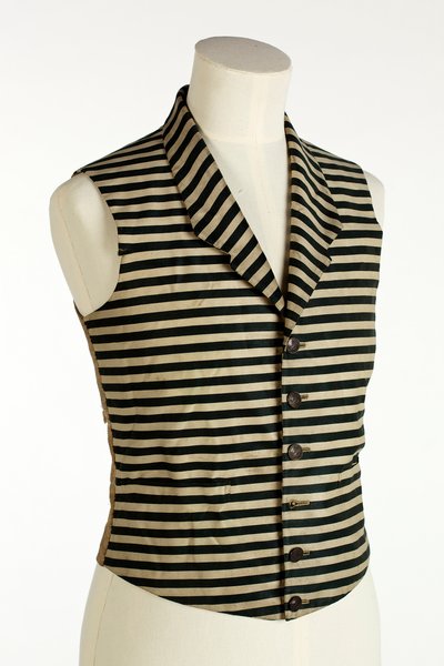 Chaleco con rayas horizontales verde oscuro y blanco, c.1800-50 de European School
