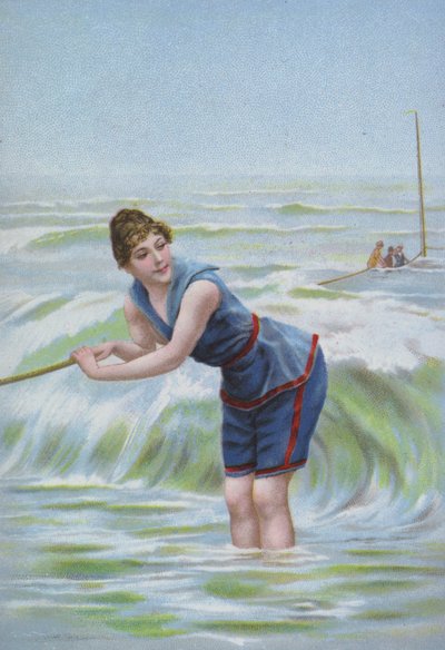 Mujer bañándose en la playa de European School