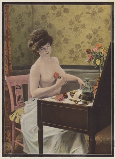 Mujer ante el espejo (litografia en color) de European School