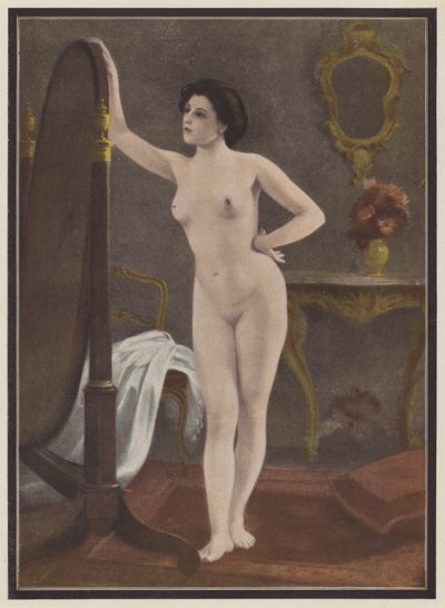 Mujer ante el espejo (litografia en color) de European School