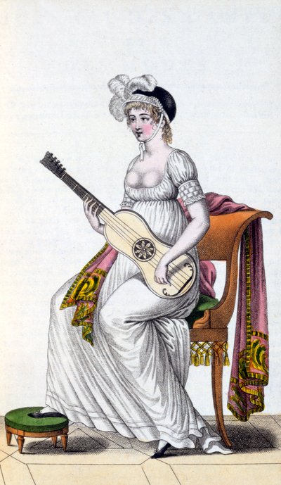 Mujer con guitarra, finales del siglo XVIII de European School